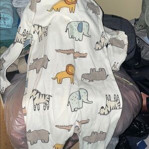 Nike White and Gray Footies Pajamas with Animal Print